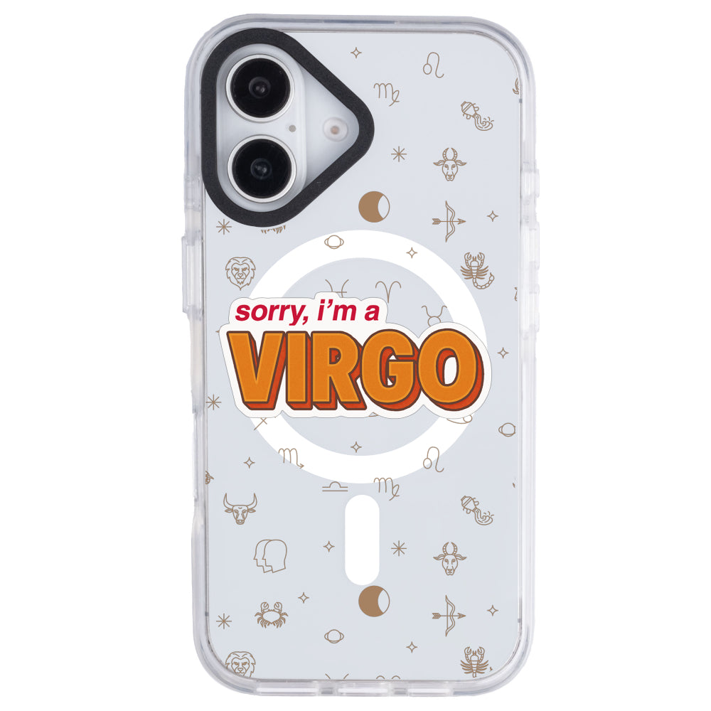 iPhone 16 Başak Burcu Sorry Zodiac Telefon Kılıfı - Beyaz