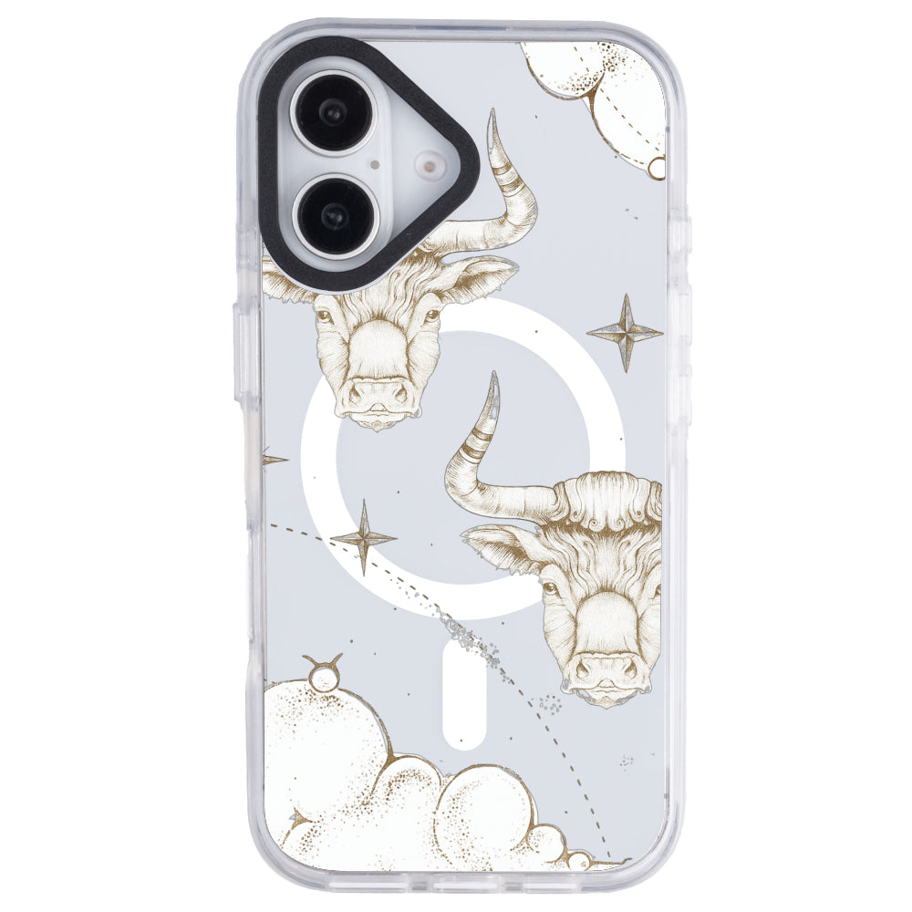 iPhone 16 Boğa Burcu Soft Stars Telefon Kılıfı - Beyaz