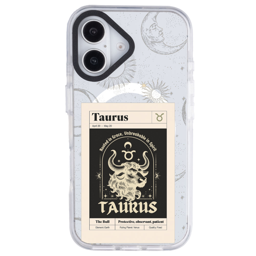 iPhone 16 Boğa Burcu Sticker Mode Telefon Kılıfı - Beyaz