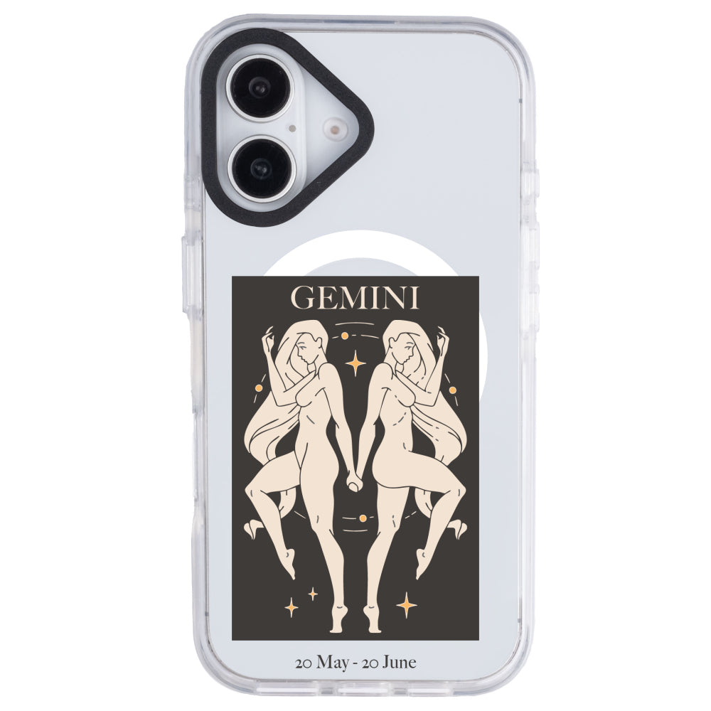 iPhone 16 İkizler Burcu History of Zodiac Telefon Kılıfı - Beyaz