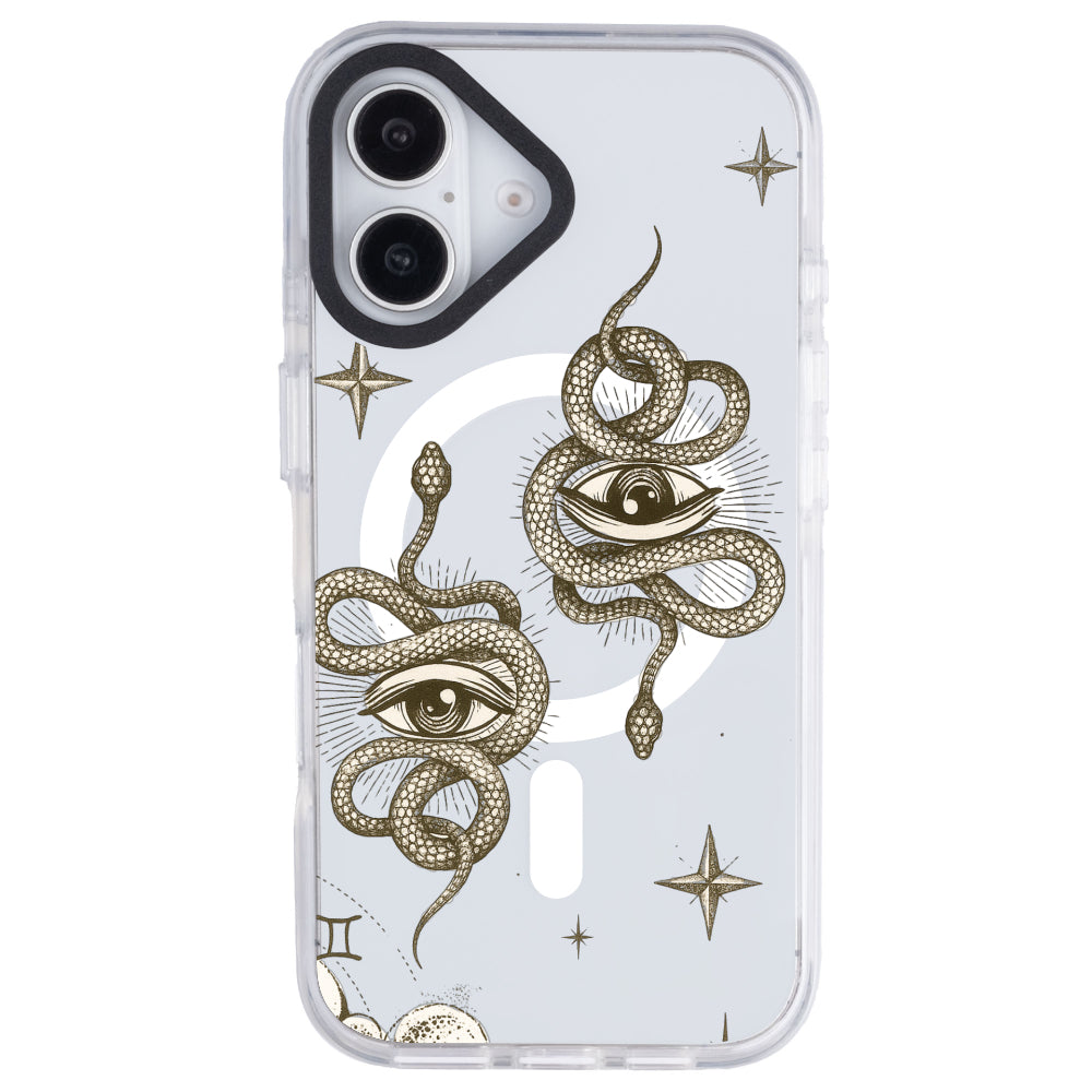 iPhone 16 İkizler Burcu Soft Stars Telefon Kılıfı - Beyaz