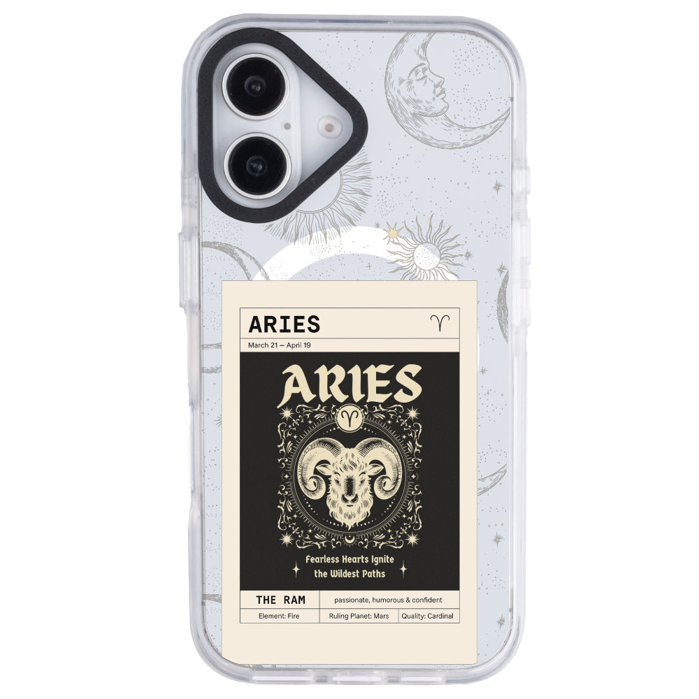iPhone 16 Koç Burcu Sticker Mode Telefon Kılıfı - Beyaz