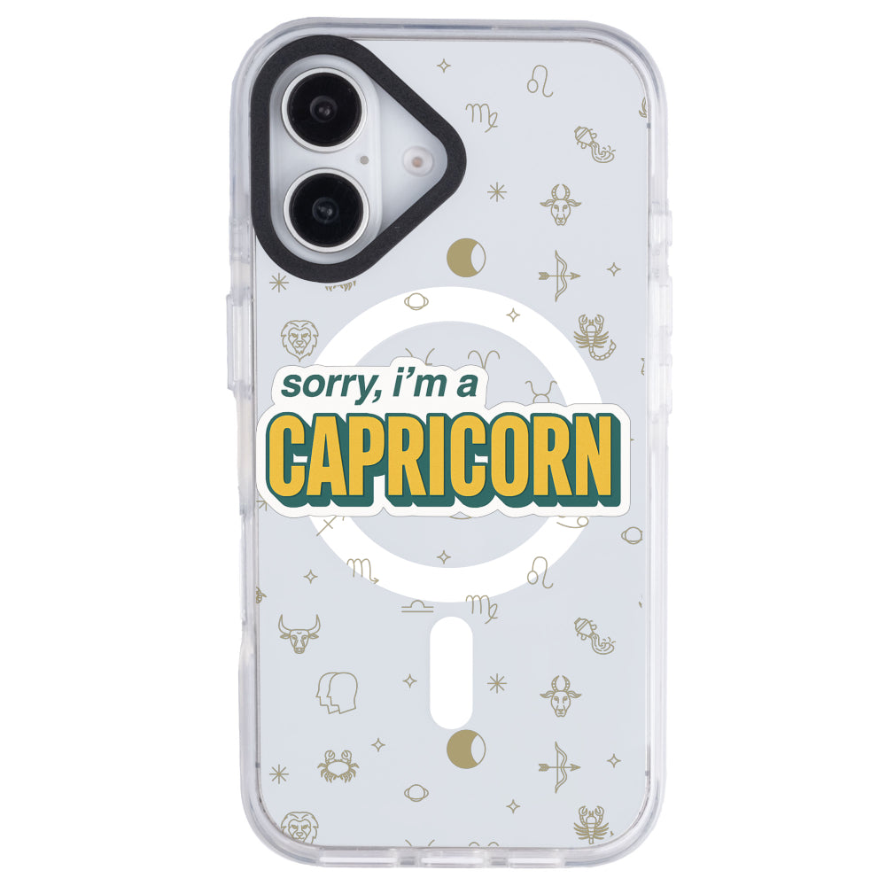 iPhone 16 Oğlak Burcu Sorry Zodiac Telefon Kılıfı - Beyaz