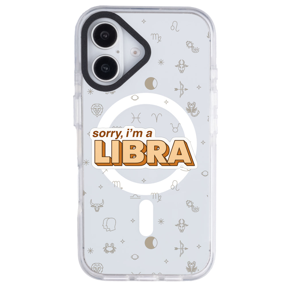 iPhone 16 Terazi Burcu Sorry Zodiac Telefon Kılıfı - Beyaz