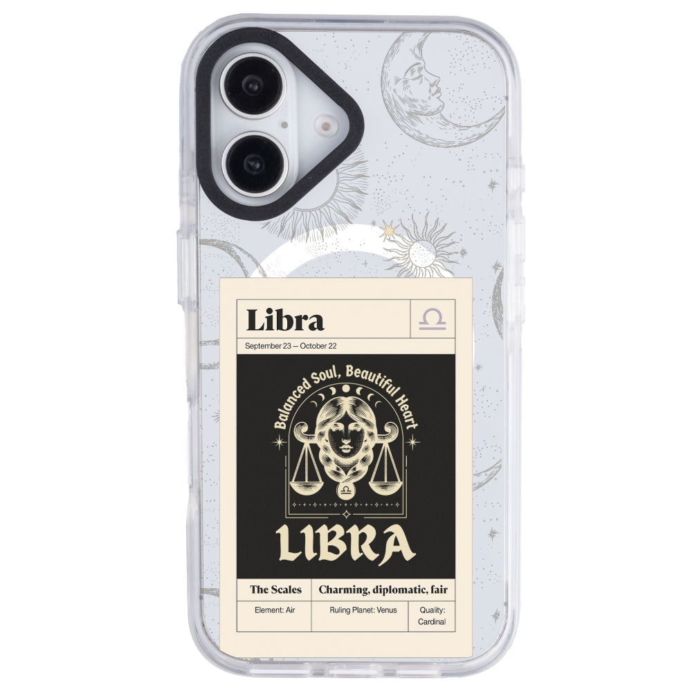 iPhone 16 Terazi Burcu Sticker Mode Telefon Kılıfı - Beyaz