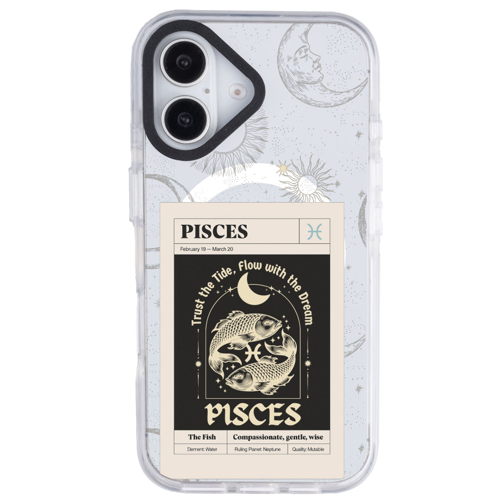 iPhone 16 Plus Balık Burcu Sticker Mode Telefon Kılıfı - Beyaz