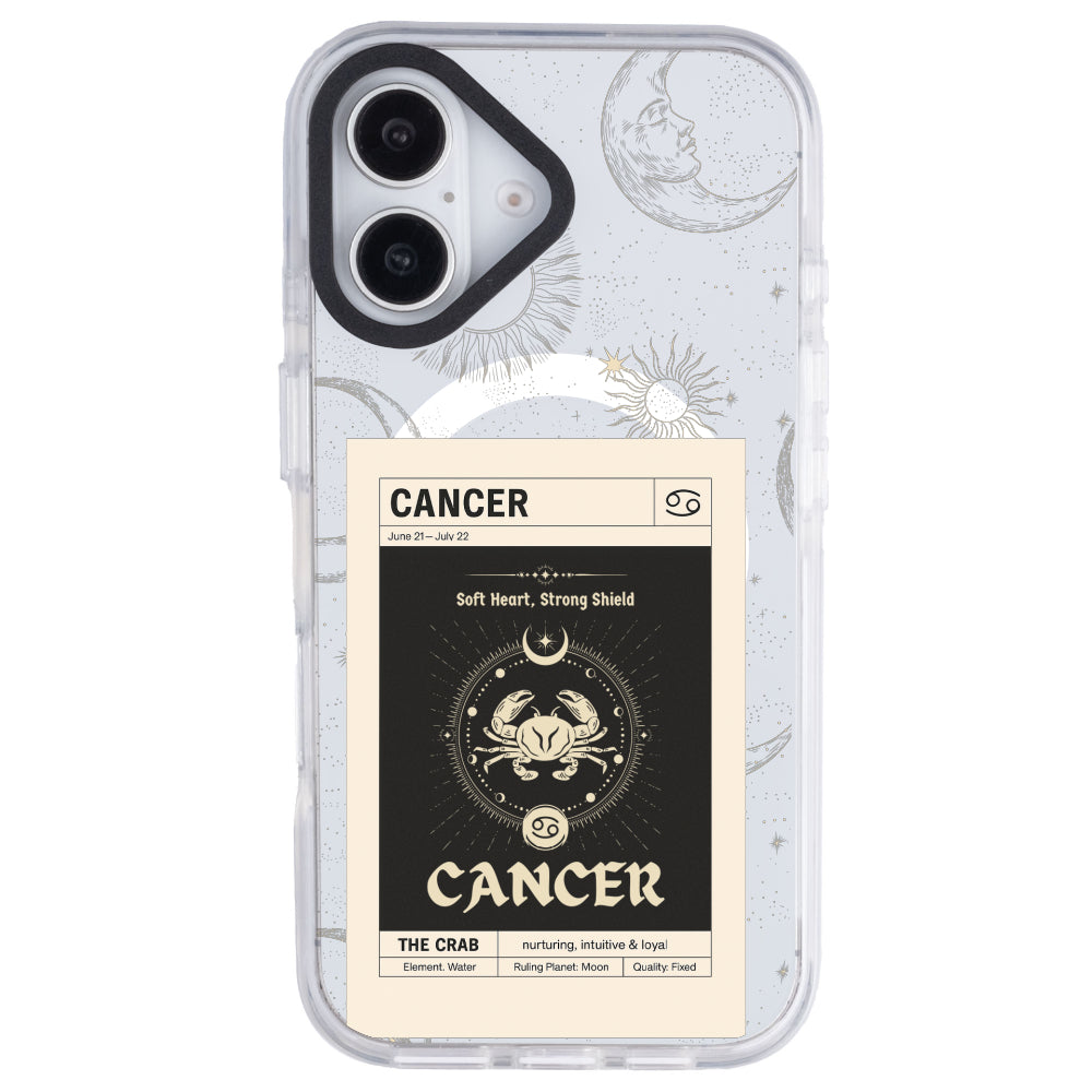 iPhone 16 Plus Yengeç Burcu Sticker Mode Telefon Kılıfı - Beyaz