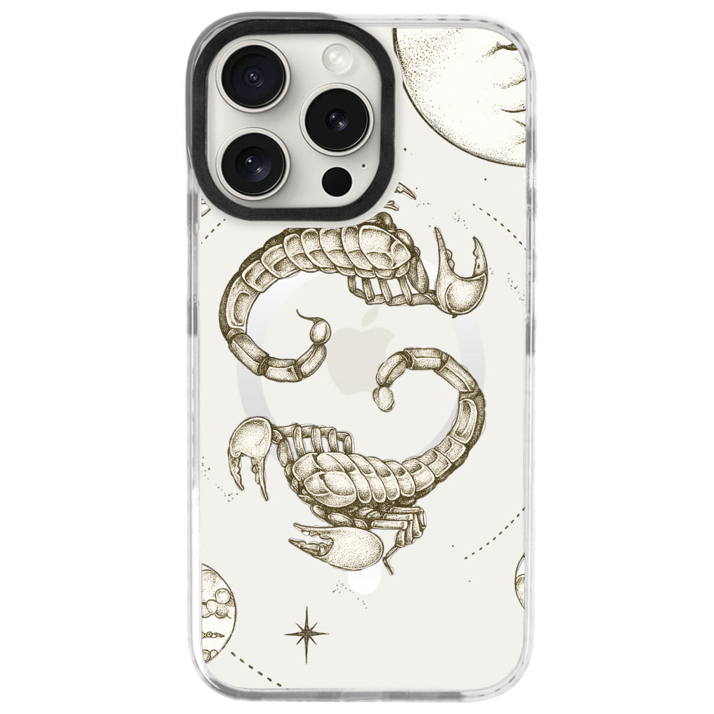 iPhone 16 Pro Akrep Burcu Soft Stars Telefon Kılıfı - Beyaz