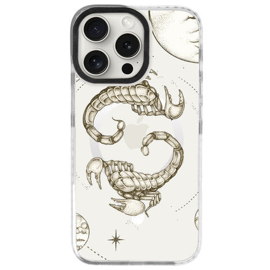 iPhone 16 Pro Akrep Burcu Soft Stars Telefon Kılıfı - Beyaz