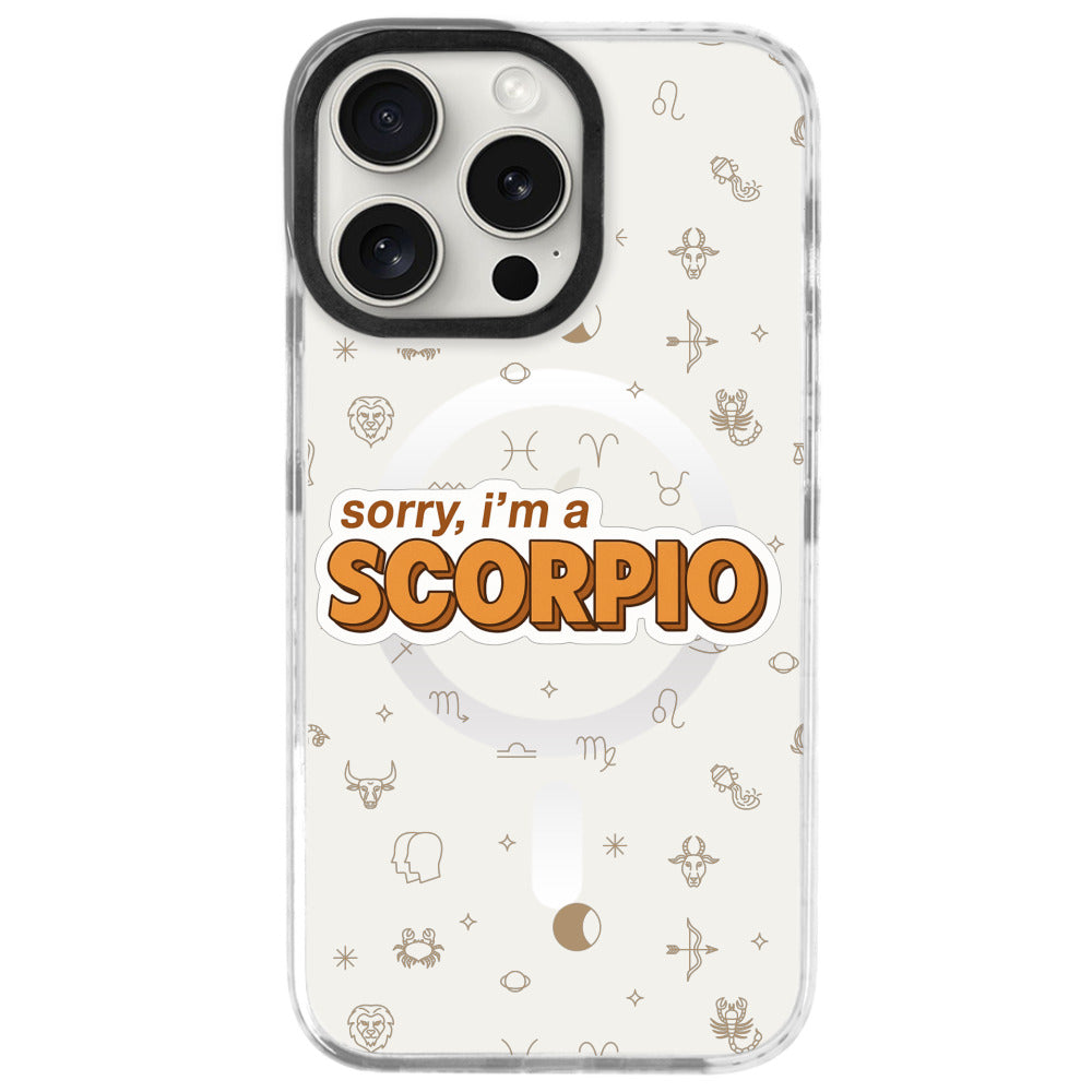 iPhone 16 Pro Akrep Burcu Sorry Zodiac Telefon Kılıfı - Beyaz