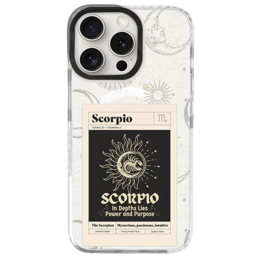 iPhone 16 Pro Akrep Burcu Sticker Mode Telefon Kılıfı - Beyaz