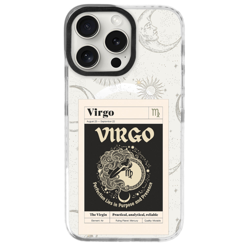 iPhone 16 Pro Başak Burcu Sticker Mode Telefon Kılıfı - Beyaz