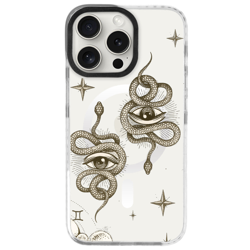 iPhone 16 Pro İkizler Burcu Soft Stars Telefon Kılıfı - Beyaz