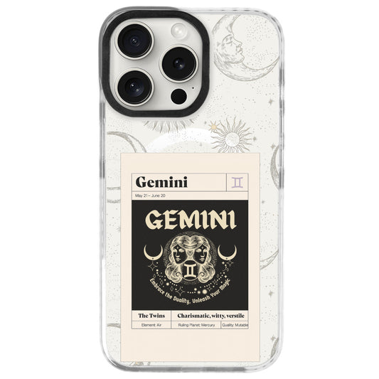 iPhone 16 Pro İkizler Burcu Sticker Mode Telefon Kılıfı - Beyaz