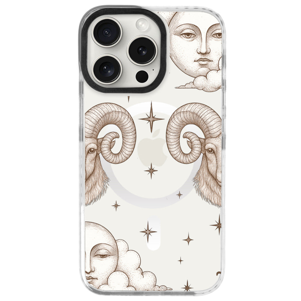 iPhone 16 Pro Koç Burcu Soft Stars Telefon Kılıfı - Beyaz