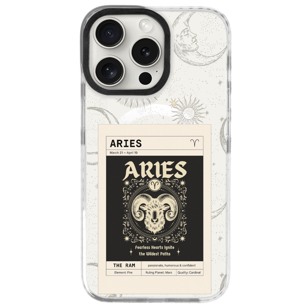 iPhone 16 Pro Koç Burcu Sticker Mode Telefon Kılıfı - Beyaz