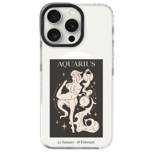 iPhone 16 Pro Kova Burcu History of Zodiac Telefon Kılıfı - Beyaz