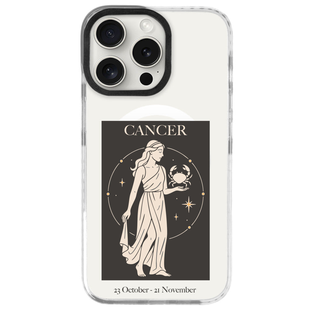 iPhone 16 Pro Yengeç Burcu History of Zodiac Telefon Kılıfı - Beyaz