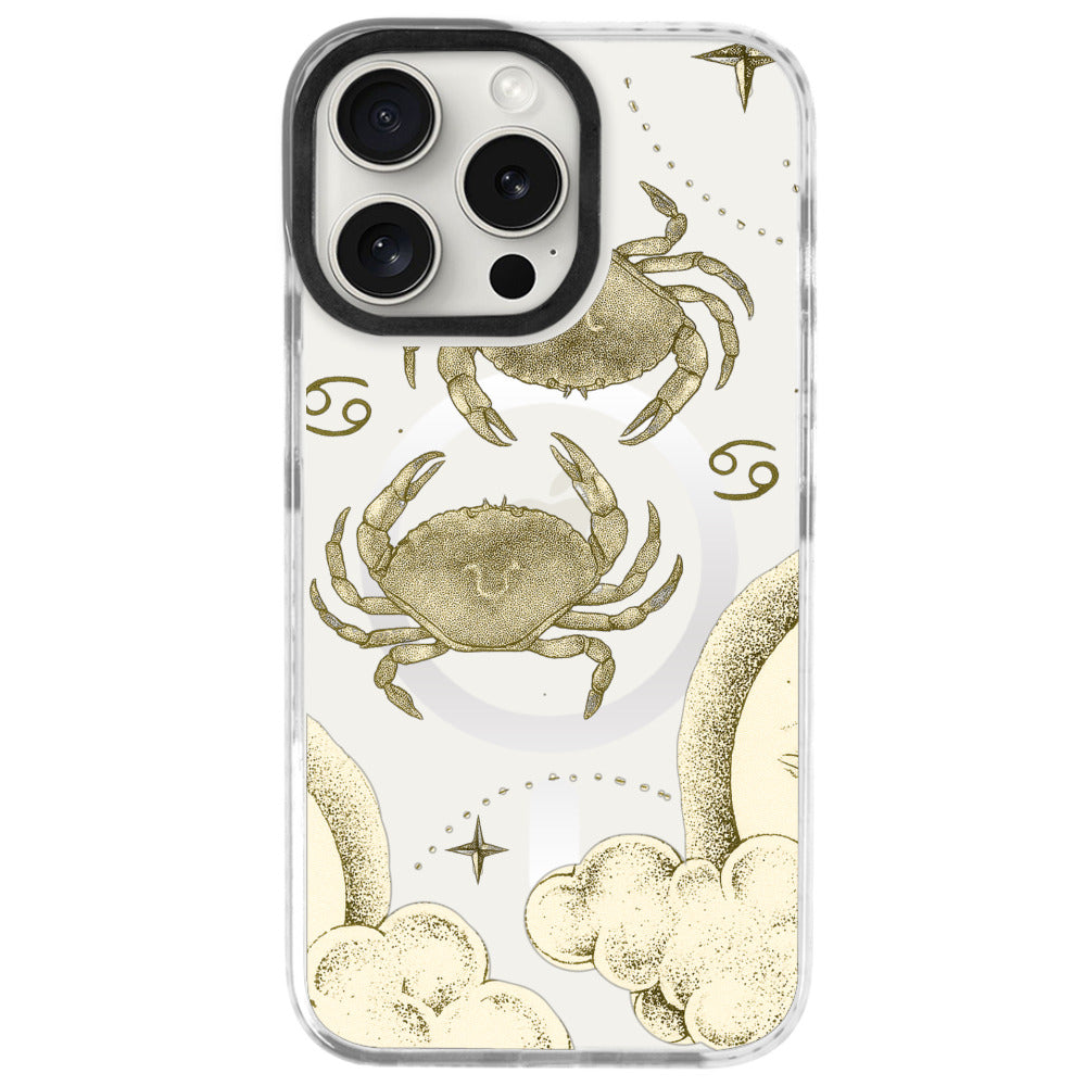 iPhone 16 Pro Yengeç Burcu Soft Stars Telefon Kılıfı - Beyaz