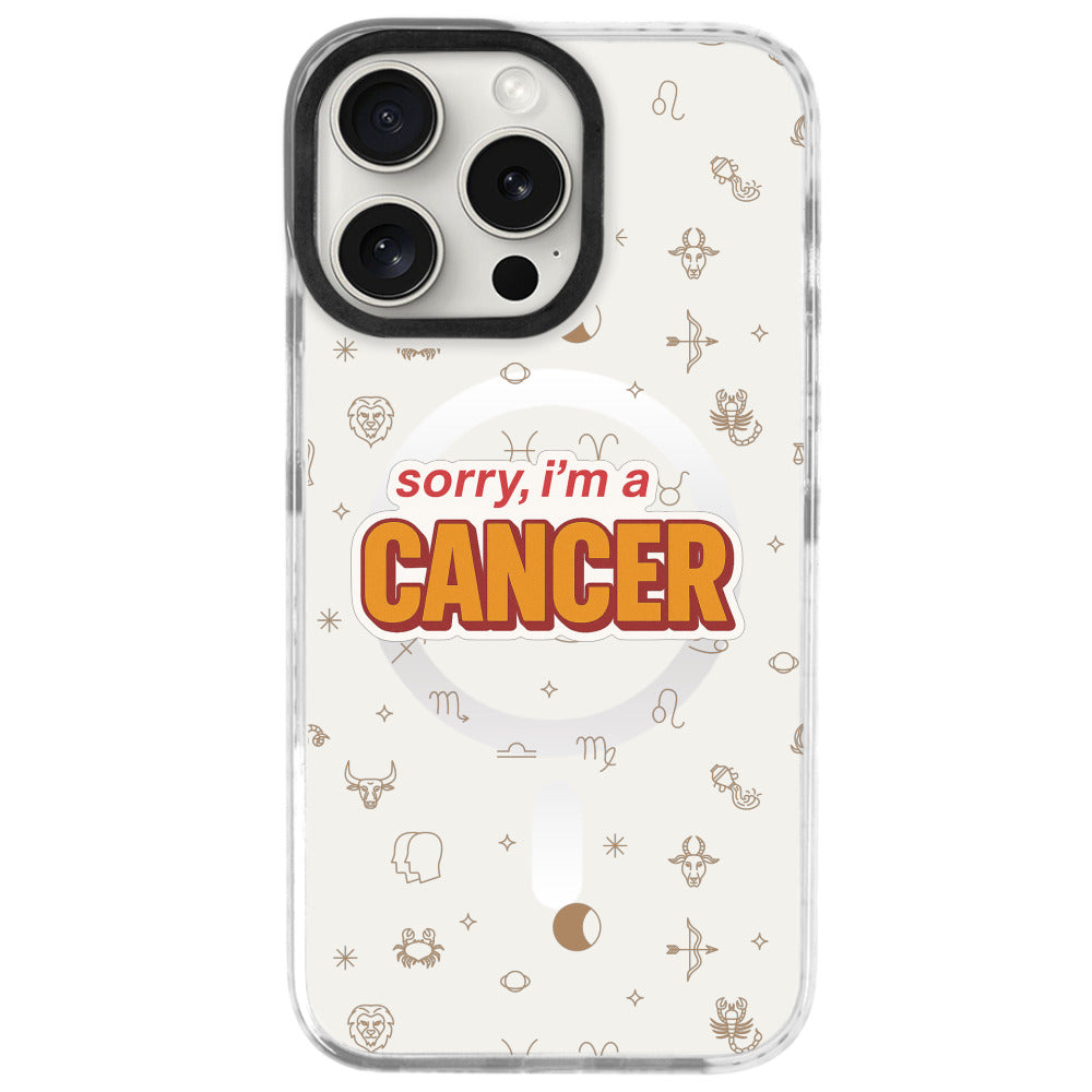 iPhone 16 Pro Yengeç Burcu Sorry Zodiac Telefon Kılıfı - Beyaz