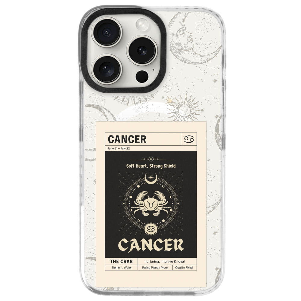 iPhone 16 Pro Yengeç Burcu Sticker Mode Telefon Kılıfı - Beyaz