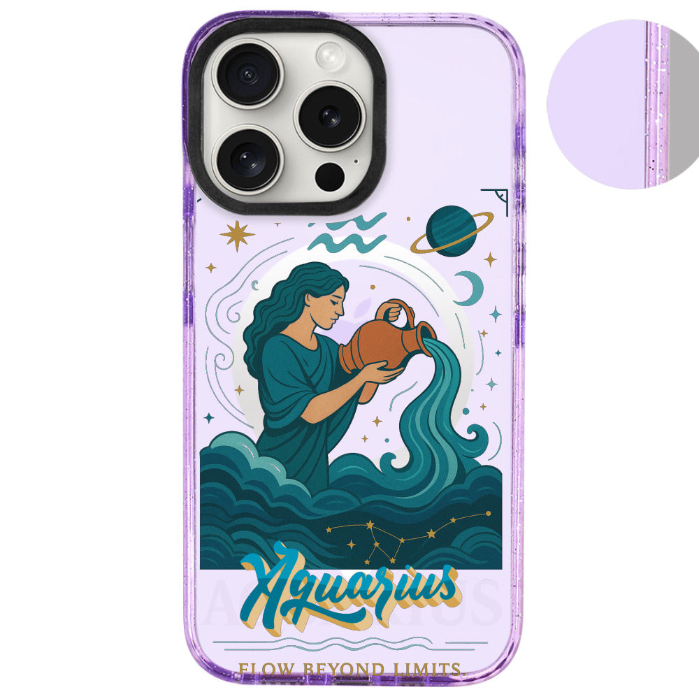 iPhone 16 Pro Max Kova Burcu Way of Aries Telefon Kılıfı - Simli Mor