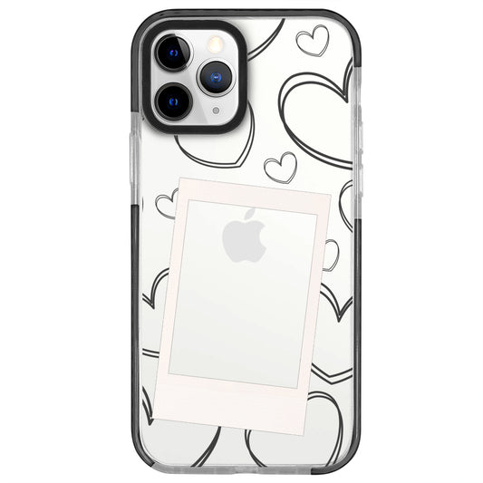 iPhone 11 Pro White Hearts Polaroid Telefon Kılıfı