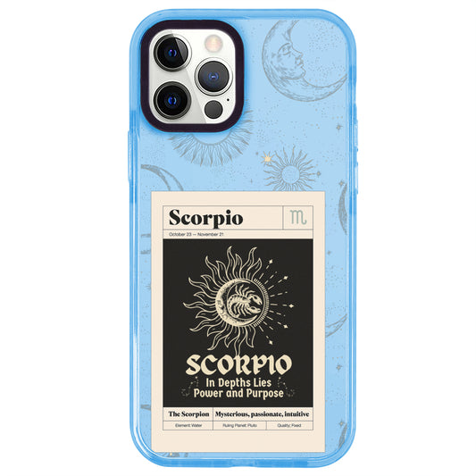 iPhone 12 Pro Akrep Burcu Sticker Mode Telefon Kılıfı - Azure