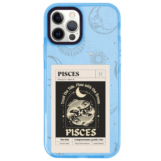 iPhone 12 Pro Balık Burcu Sticker Mode Telefon Kılıfı - Azure