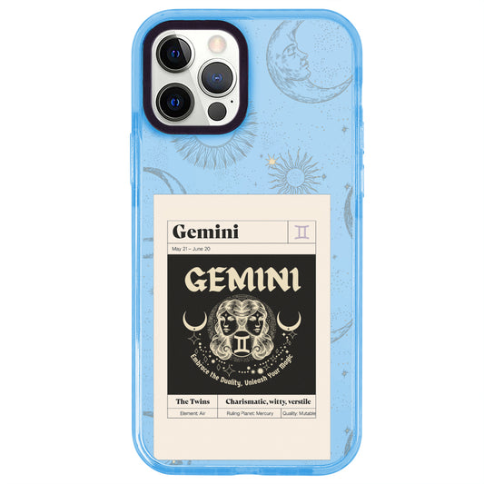 iPhone 12 Pro İkizler Burcu Sticker Mode Telefon Kılıfı - Azure