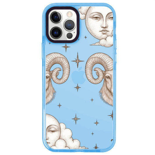 iPhone 12 Pro Koç Burcu Soft Stars Telefon Kılıfı - Azure