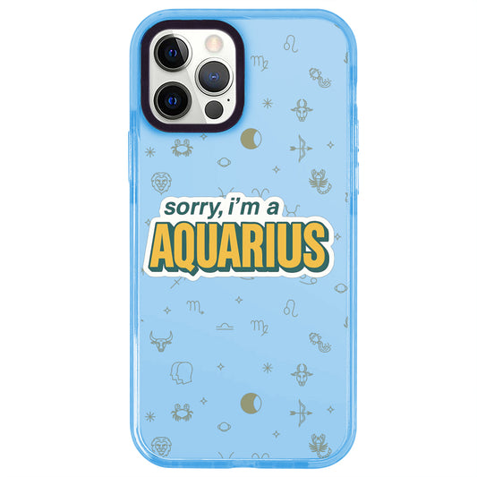 iPhone 12 Pro Kova Burcu Sorry Zodiac Telefon Kılıfı - Azure