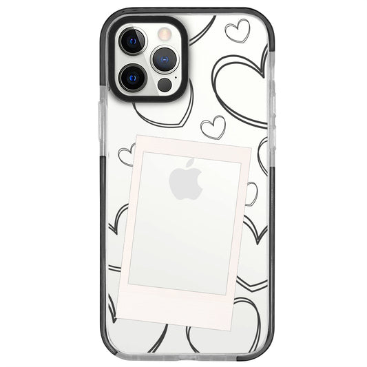iPhone 12 Pro White Hearts Polaroid Telefon Kılıfı