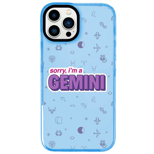 iPhone 13 Pro Max İkizler Burcu Sorry Zodiac Telefon Kılıfı - Azure