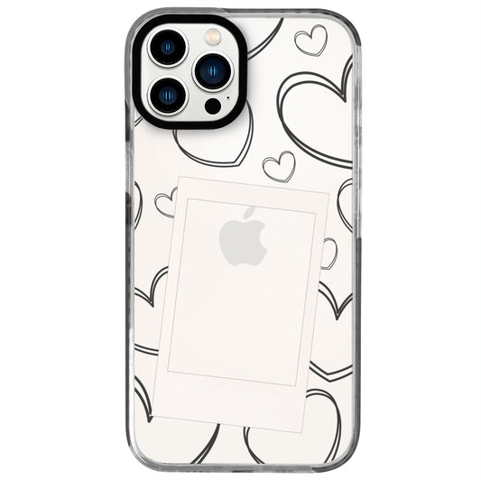 iPhone 13 Pro Max White Hearts Polaroid Telefon Kılıfı