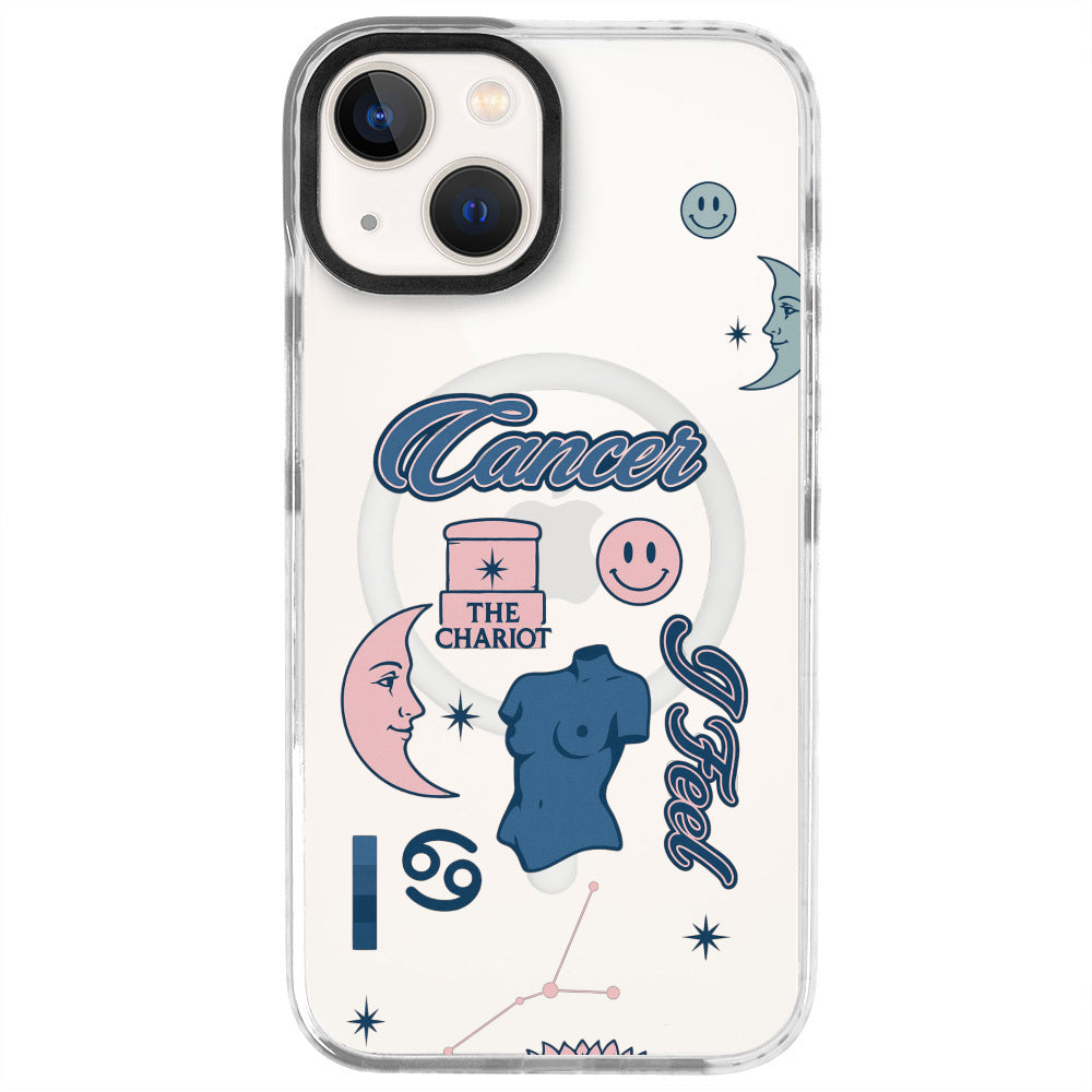 iPhone 14 Yengeç Burcu The Emperor Telefon Kılıfı - Beyaz