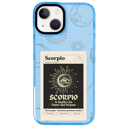iPhone 15 Plus Akrep Burcu Sticker Mode Telefon Kılıfı - Azure