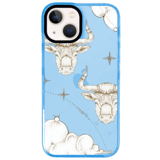 iPhone 15 Plus Boğa Burcu Soft Stars Telefon Kılıfı - Azure