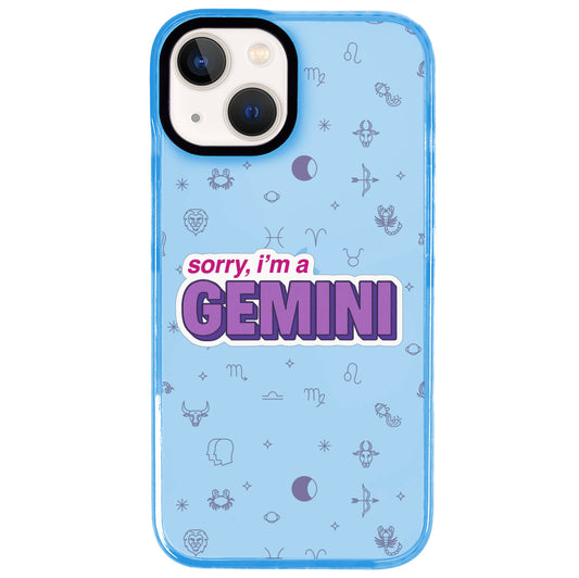 iPhone 15 Plus İkizler Burcu Sorry Zodiac Telefon Kılıfı - Azure