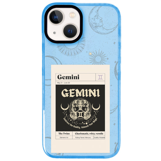 iPhone 15 Plus İkizler Burcu Sticker Mode Telefon Kılıfı - Azure