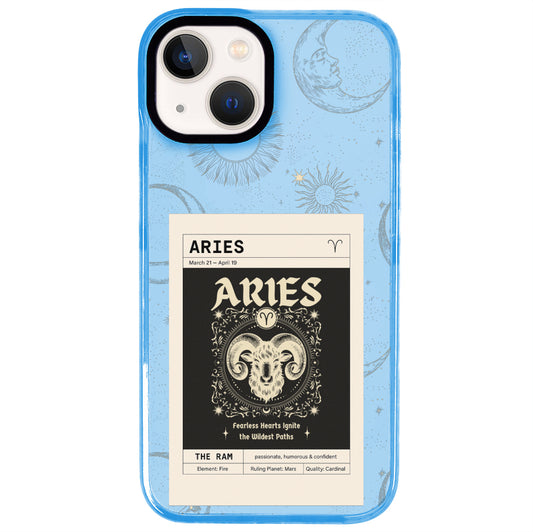 iPhone 15 Plus Koç Burcu Sticker Mode Telefon Kılıfı - Azure