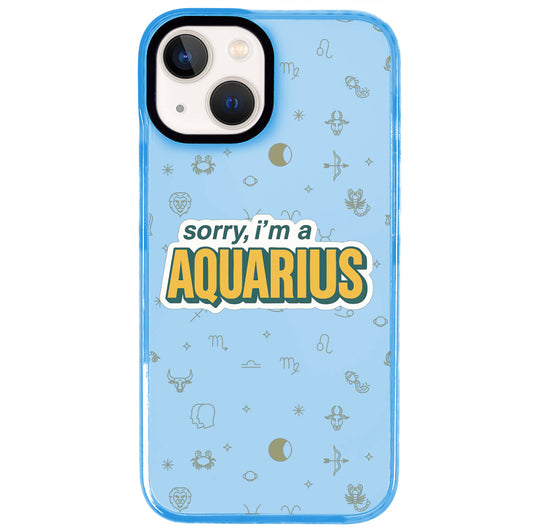iPhone 15 Plus Kova Burcu Sorry Zodiac Telefon Kılıfı - Azure