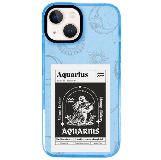 iPhone 15 Plus Kova Burcu Sticker Mode Telefon Kılıfı - Azure