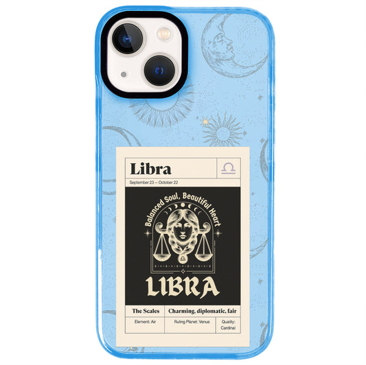 iPhone 15 Plus Terazi Burcu Sticker Mode Telefon Kılıfı - Azure