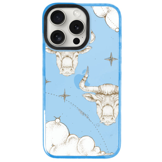 iPhone 15 Pro Boğa Burcu Soft Stars Telefon Kılıfı - Azure