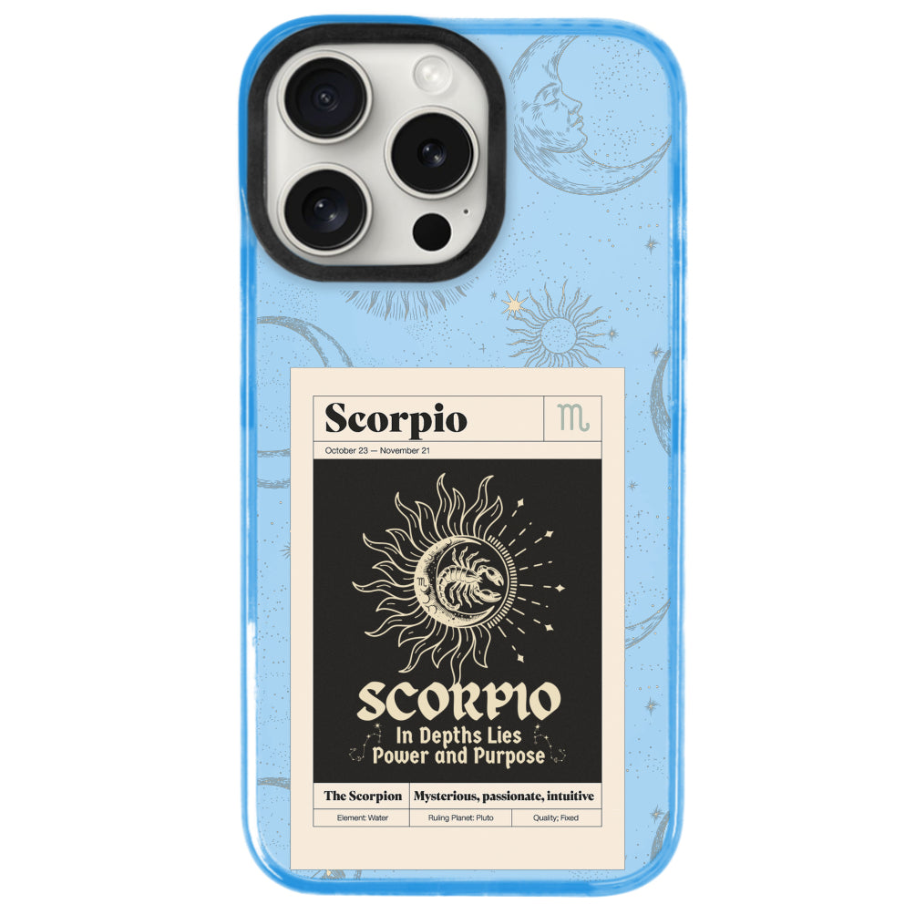 iPhone 15 Pro Max Akrep Burcu Sticker Mode Telefon Kılıfı - Azure
