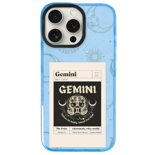 iPhone 15 Pro Max İkizler Burcu Sticker Mode Telefon Kılıfı - Azure