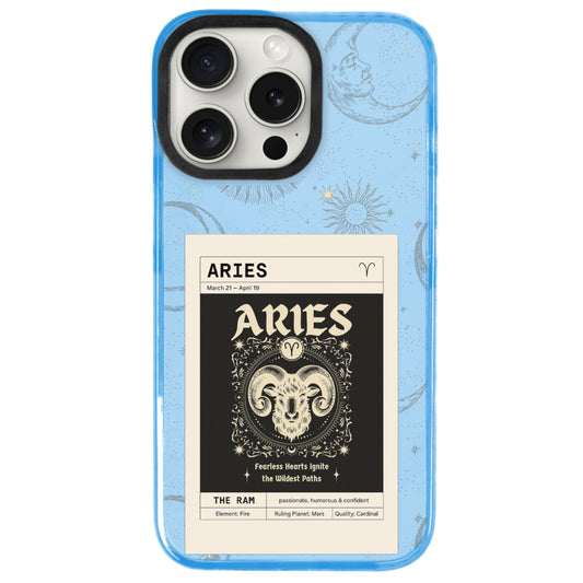 iPhone 15 Pro Max Koç Burcu Sticker Mode Telefon Kılıfı - Azure