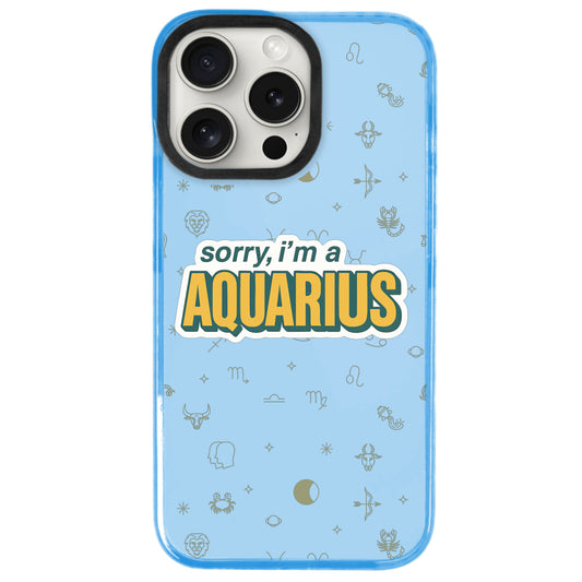 iPhone 15 Pro Max Kova Burcu Sorry Zodiac Telefon Kılıfı - Azure