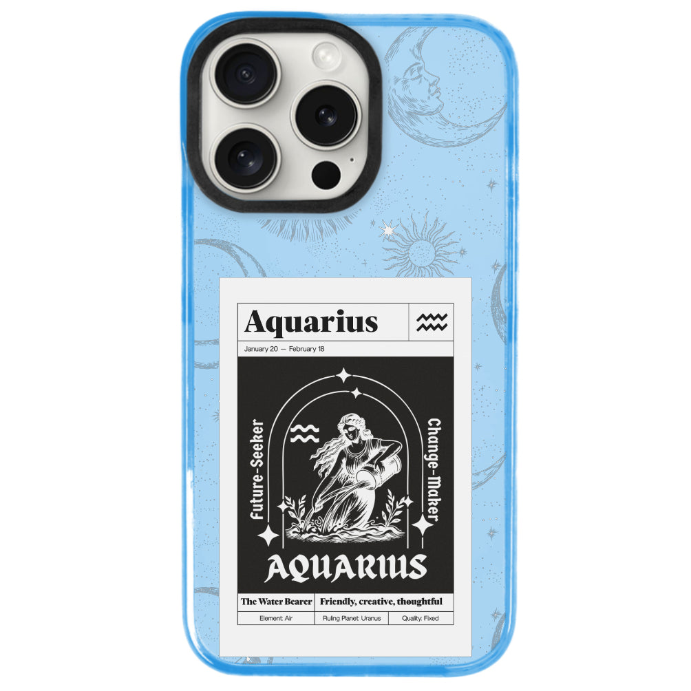 iPhone 15 Pro Max Kova Burcu Sticker Mode Telefon Kılıfı - Azure